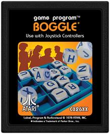 Cartridge artwork for Boggle on the Atari 2600.