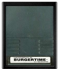 Cartridge artwork for Burgertime on the Atari 2600.