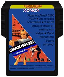Cartridge artwork for Chuck Norris Superkicks on the Atari 2600.