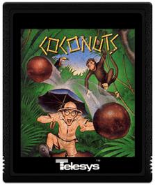 Cartridge artwork for Coco Nuts on the Atari 2600.