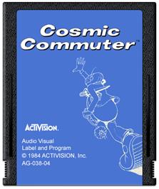 Cartridge artwork for Cosmic Commuter on the Atari 2600.