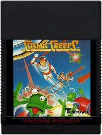Cartridge artwork for Cosmic Creeps on the Atari 2600.