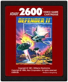 Cartridge artwork for Defender 2 on the Atari 2600.