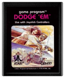 Cartridge artwork for Dodge 'Em on the Atari 2600.