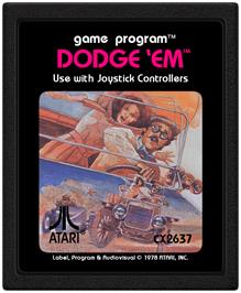 Cartridge artwork for Dodge 'em on the Atari 2600.