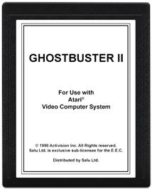 Cartridge artwork for Ghostbusters II on the Atari 2600.