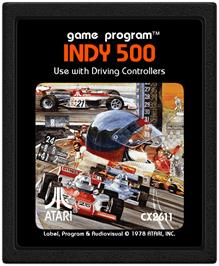 Cartridge artwork for Indy 500 on the Atari 2600.