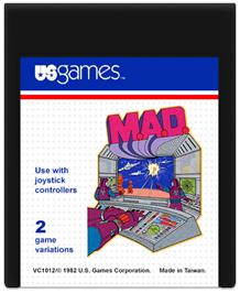 Cartridge artwork for M.A.D. on the Atari 2600.