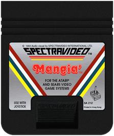 Cartridge artwork for Mangia' on the Atari 2600.
