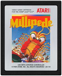 Cartridge artwork for Millipede on the Atari 2600.