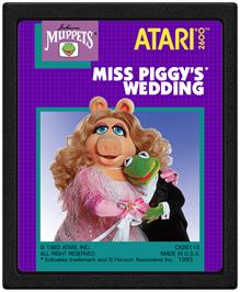 Cartridge artwork for Miss Piggy's Wedding on the Atari 2600.