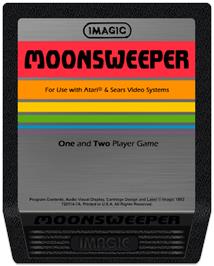Cartridge artwork for Moonsweeper on the Atari 2600.