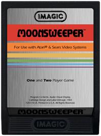 Cartridge artwork for Moonsweeper on the Atari 2600.