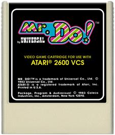 Cartridge artwork for Mr. Do! on the Atari 2600.