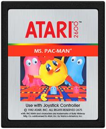 Cartridge artwork for Ms. Pac-man on the Atari 2600.