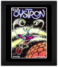 Cartridge artwork for Oystron on the Atari 2600.