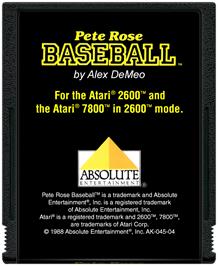 Cartridge artwork for Pete Rose Baseball on the Atari 2600.