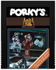 Cartridge artwork for Porky's on the Atari 2600.