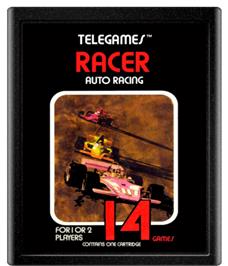 Cartridge artwork for Racer on the Atari 2600.