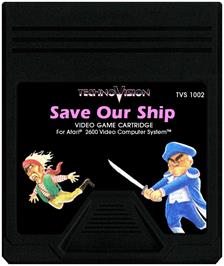 Cartridge artwork for Save Our Ship on the Atari 2600.