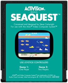 Cartridge artwork for Seaquest on the Atari 2600.