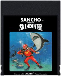 Cartridge artwork for Skindiver on the Atari 2600.