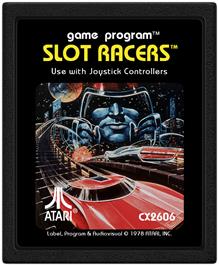 Cartridge artwork for Slot Racers on the Atari 2600.