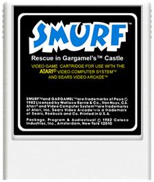 Cartridge artwork for Smurf: Rescue in Gargamel's Castle on the Atari 2600.