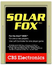 Cartridge artwork for Solar Fox on the Atari 2600.