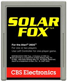 Cartridge artwork for Solar Fox on the Atari 2600.