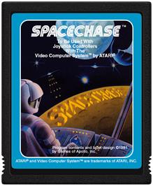 Cartridge artwork for Spacechase on the Atari 2600.