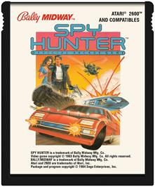 Cartridge artwork for Spy Hunter on the Atari 2600.