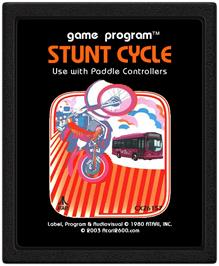 Cartridge artwork for Stunt Cycle on the Atari 2600.
