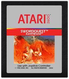 Cartridge artwork for SwordQuest: EarthWorld on the Atari 2600.