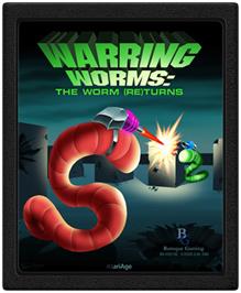 Cartridge artwork for Warring Worms - The Worm (re)turns on the Atari 2600.