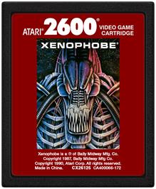 Cartridge artwork for Xenophobe on the Atari 2600.