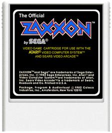 Cartridge artwork for Zaxxon on the Atari 2600.