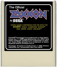 Cartridge artwork for Zaxxon on the Atari 2600.