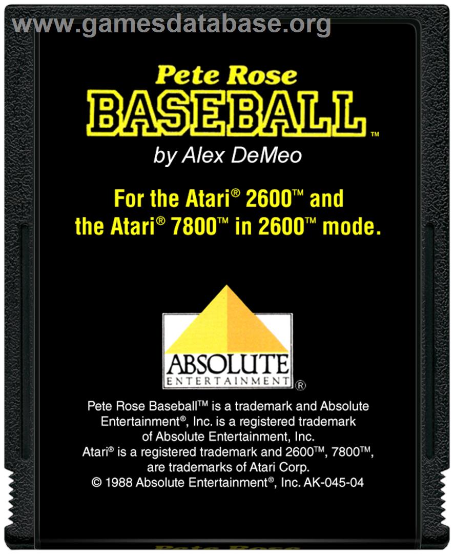 Pete Rose Baseball - Atari 2600 - Artwork - Cartridge