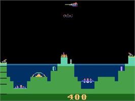 In game image of Atlantis on the Atari 2600.
