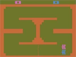 In game image of Indy 500 on the Atari 2600.