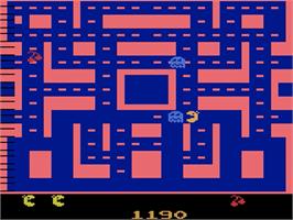In game image of Ms. Pac-Man on the Atari 2600.