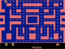 In game image of Ms. Pac-man on the Atari 2600.