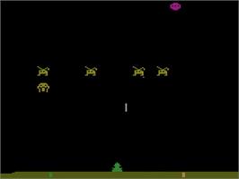 In game image of Space Invaders on the Atari 2600.