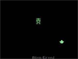 Title screen of Alien Greed on the Atari 2600.