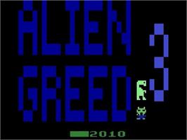 Title screen of Alien Greed 3 on the Atari 2600.