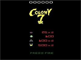 Title screen of Colony 7 on the Atari 2600.