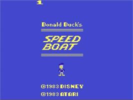 Title screen of Donald Duck's Speedboat on the Atari 2600.