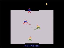 Title screen of Ice Hockey on the Atari 2600.