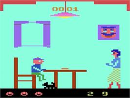 Title screen of Mangia' on the Atari 2600.